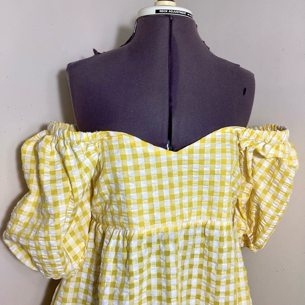 Old Navy Coquette Gingham Puff Sleeve Mini Dress - Picture 10 of 16